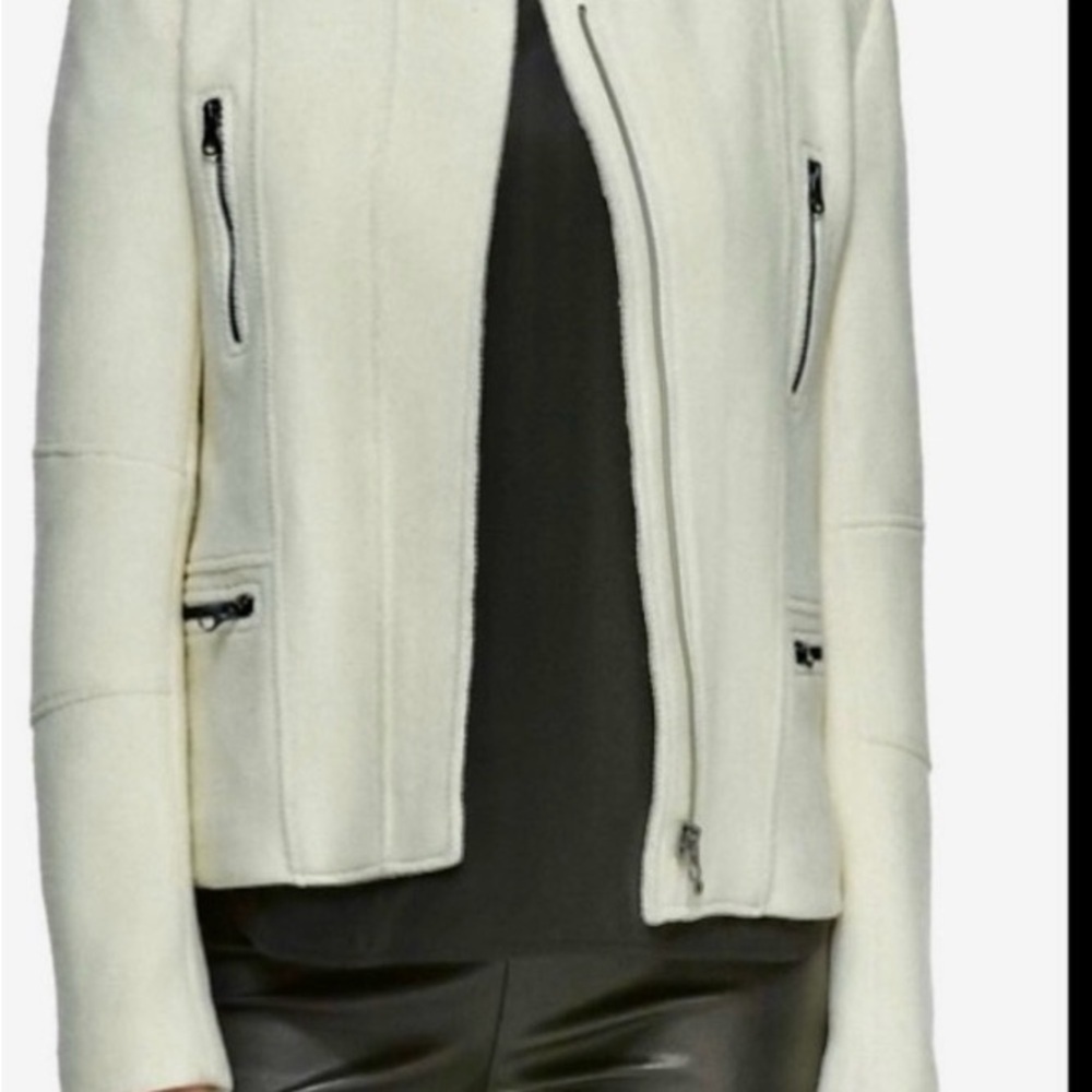 Vince, Cream Wool Moto Jacket, Size 4 - Picture 3 of 14